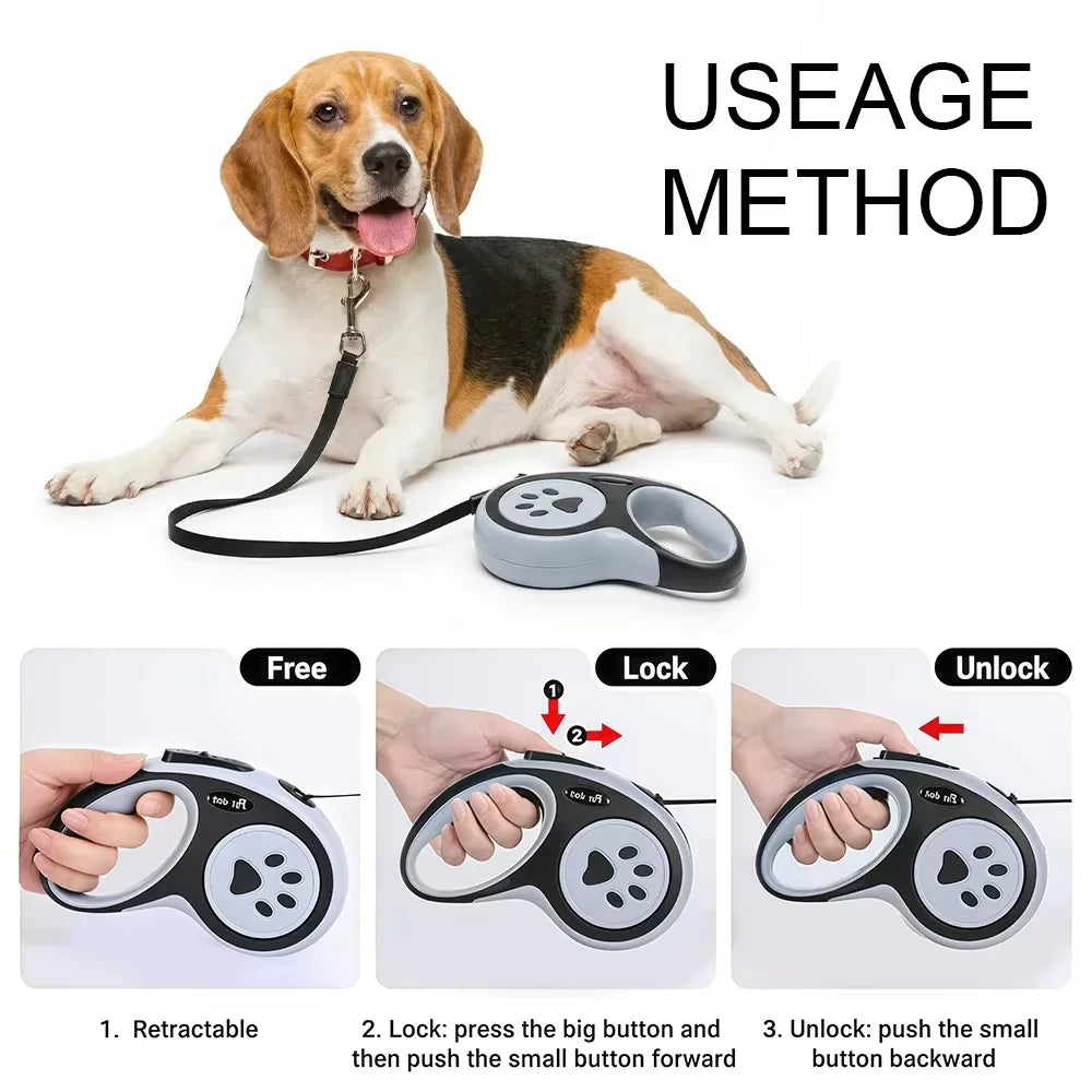 Retractable Dog Leash 3M/5M – One-Button Lock