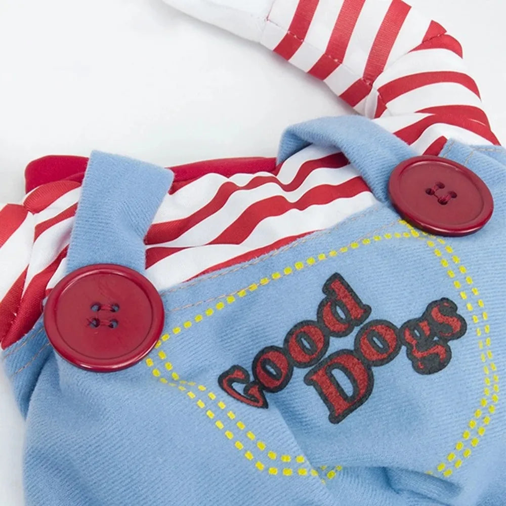 Fashion Novelty Chucky Deadly Pet Dog Costume Scary Props Funny Pet Halloween Cosplay Apparel Accessories Dress Hoodie