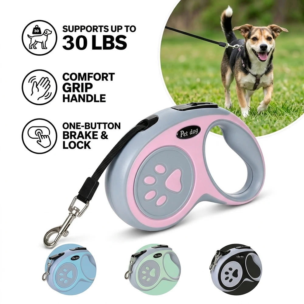 Retractable Dog Leash 3M/5M – One-Button Lock