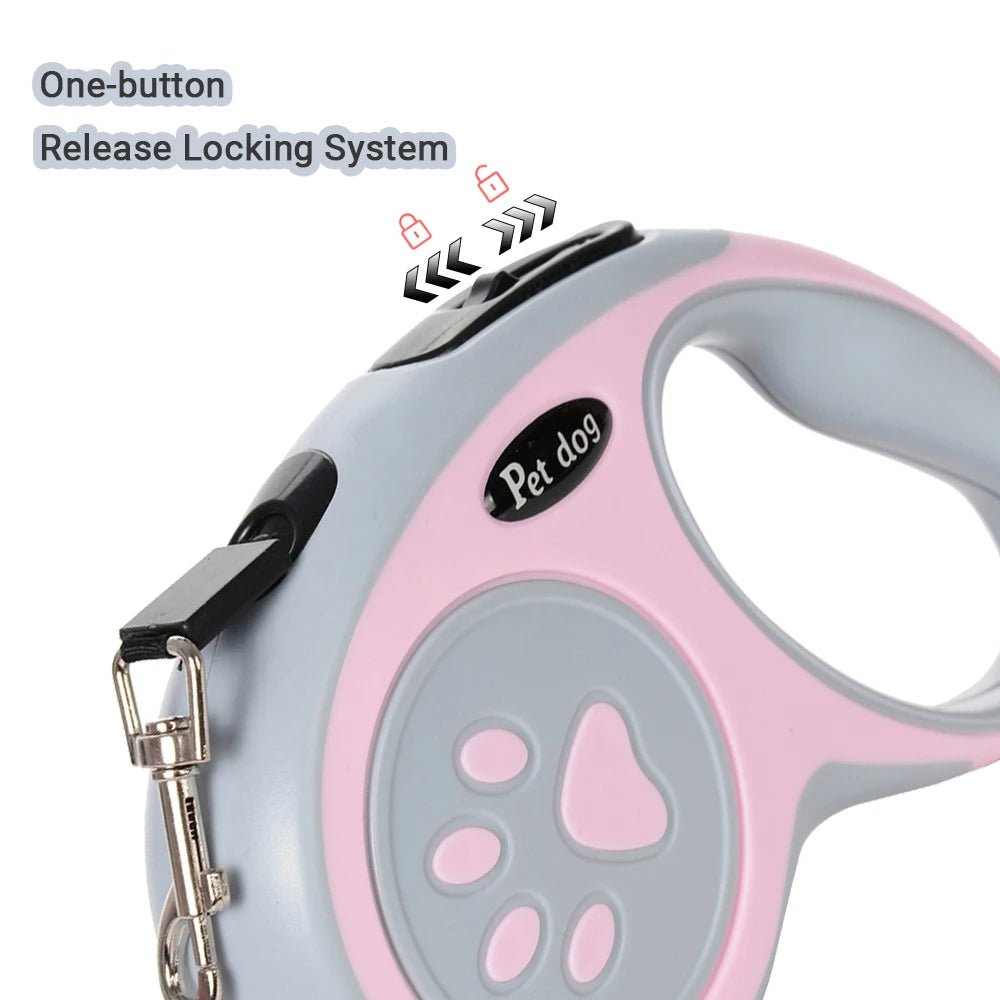 Retractable Dog Leash 3M/5M – One-Button Lock
